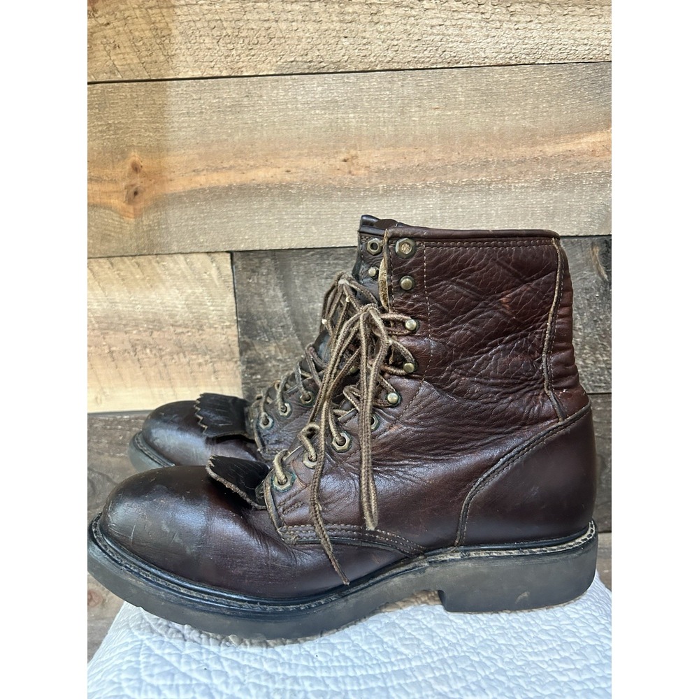 Double H 9814 Men's 8" Lacer Work Boots Size 19 D Brown Leather Steel Toe USA